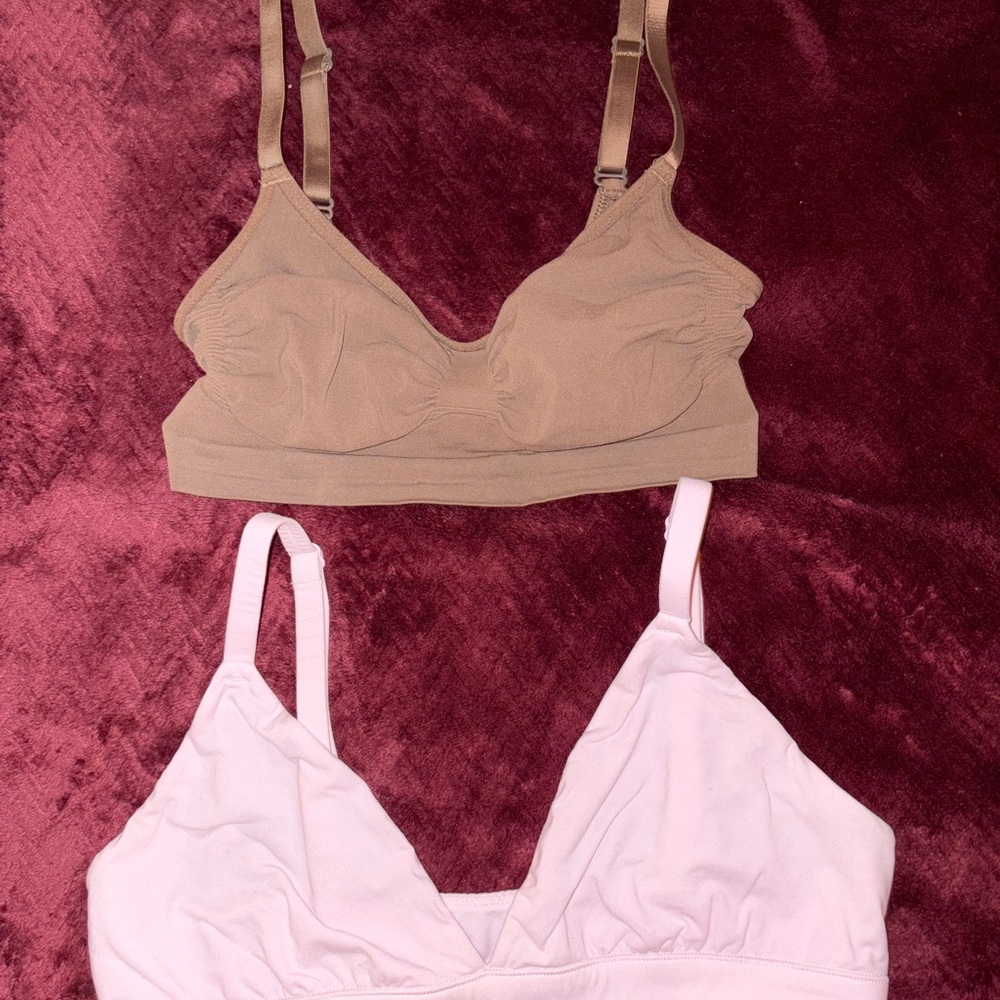 SKIMS Tan and Light Pink Bralette Duo